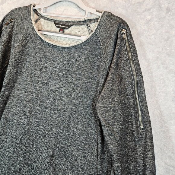 Rock & Republic Gray Sweatshirt With Zipper Sleeve Detail Womens XL Cotton Blend - Picture 9 of 12